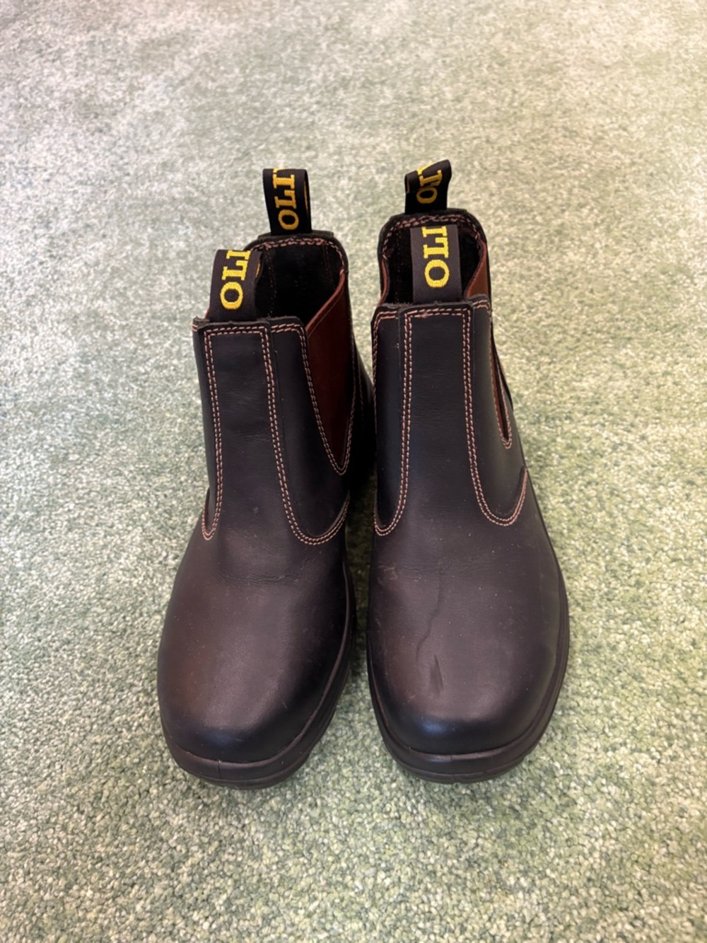 Olivers Dark Brown Leather Chukka Boots with Yellow Heel Tabs